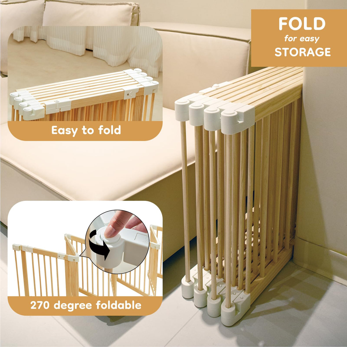 Modular Foldable Baby Playpen & Safety Activity Yard with Locking Walk-Through Gate for Infants & Toddlers