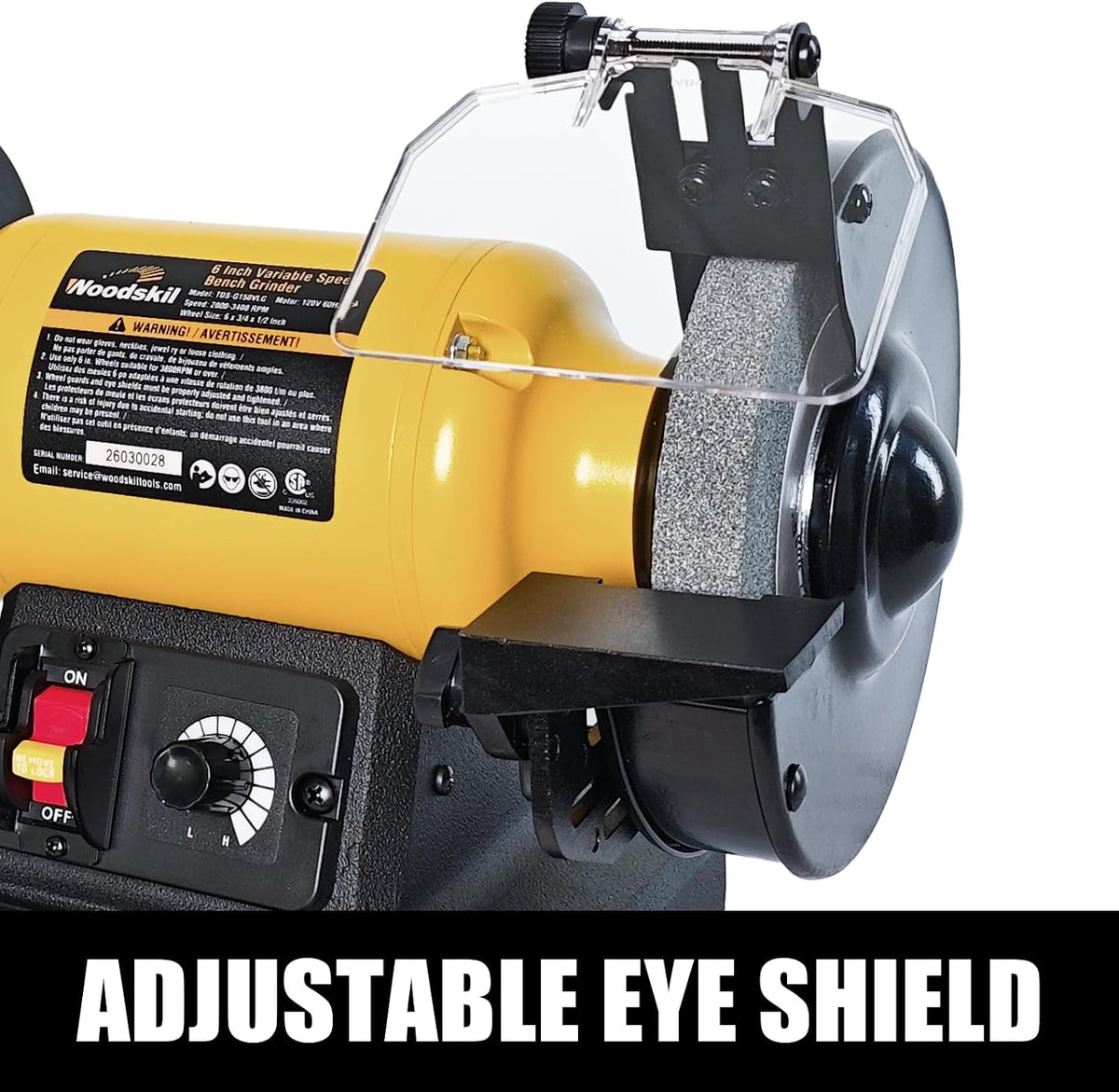 6" 2.5A Variable Speed Bench Grinder for Sharpening,2000–3400 RPM | Table Grinder with 36&60 Grit AO