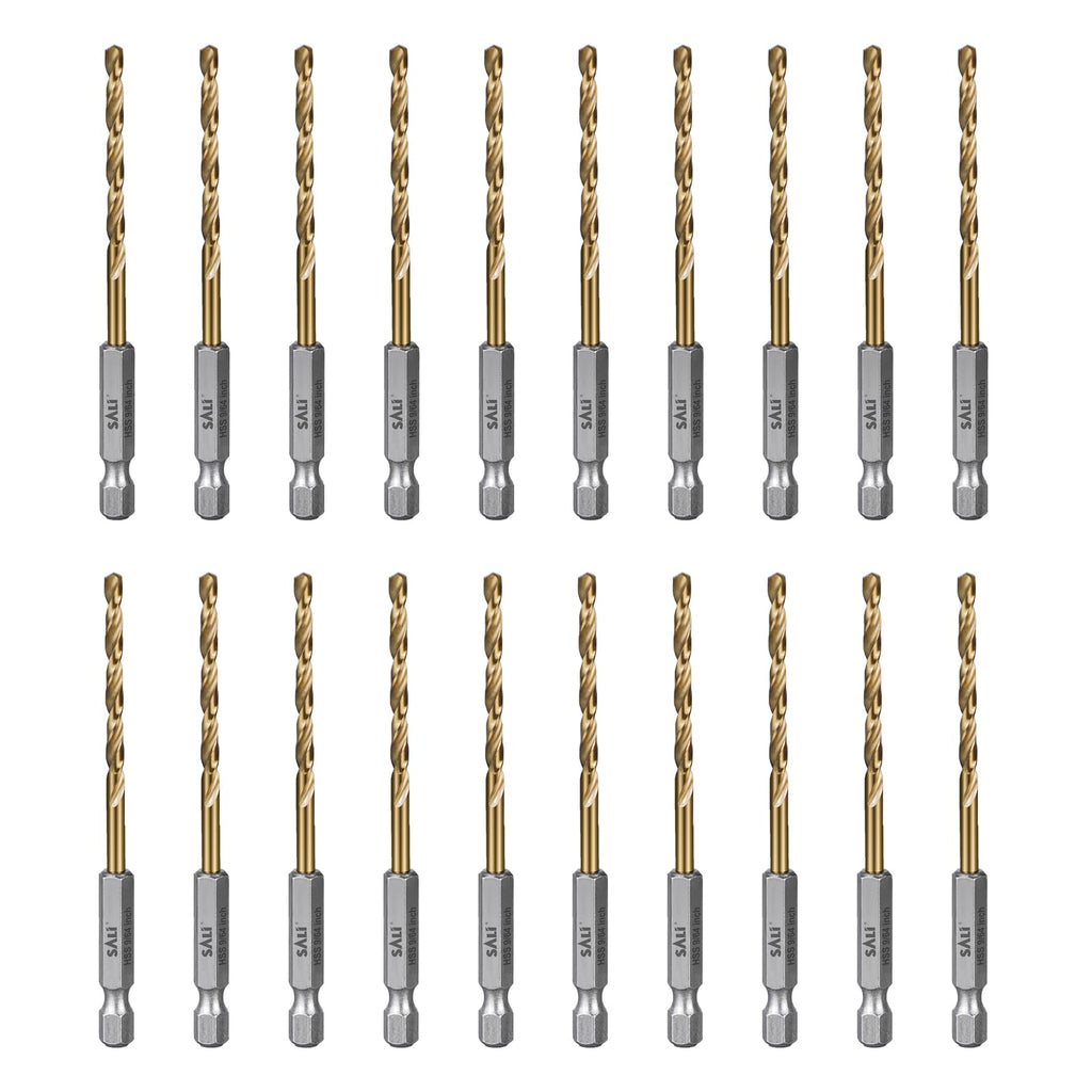 SALI Cobalt Drill Bit Set,20 Pack 9/64 Inch High Speed Steel Hex Shank Jobber Drill Bits, for Hardwood, Aluminum,Metal,Copper,Alloyed Steel