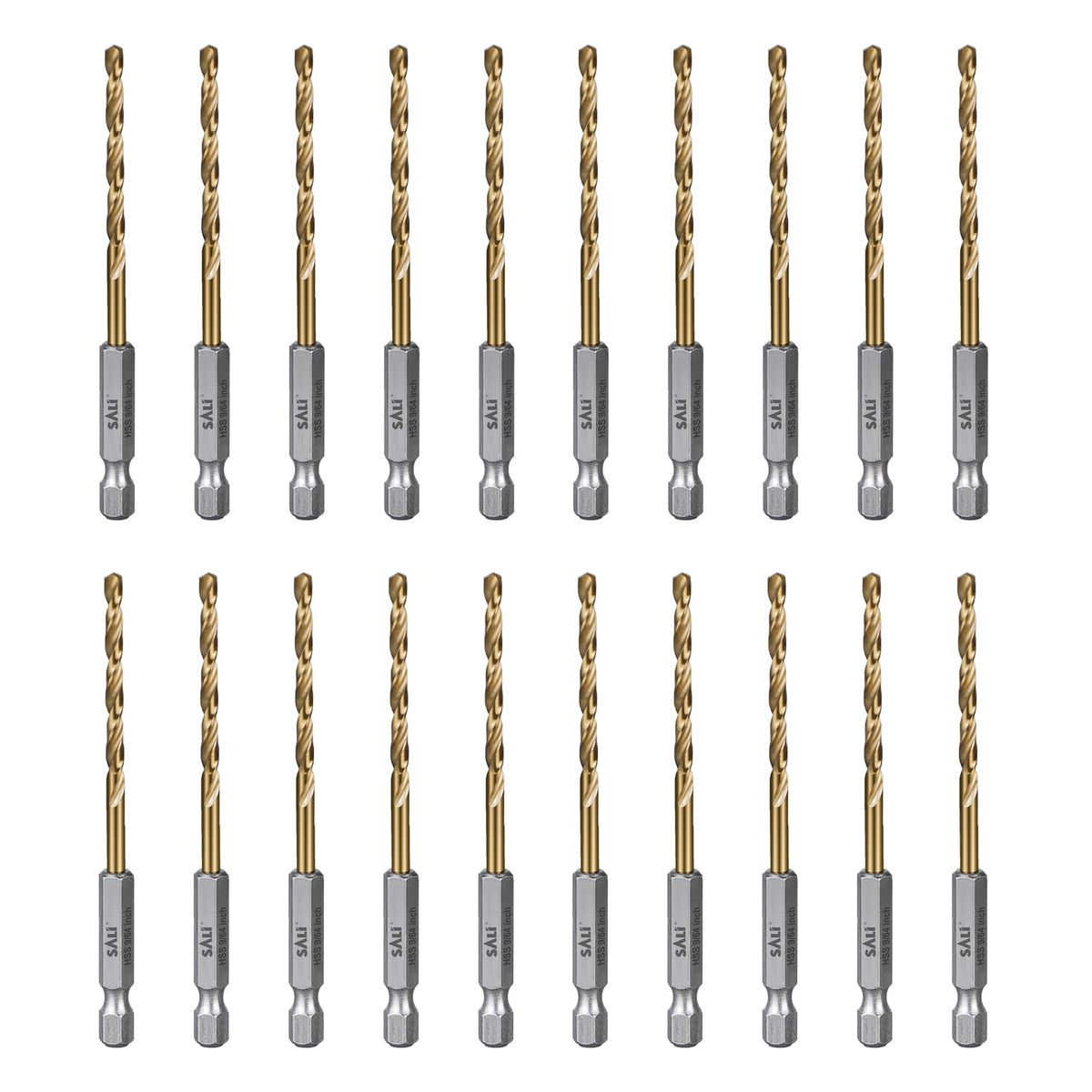 SALI Cobalt Drill Bit Set,20 Pack 9/64 Inch High Speed Steel Hex Shank Jobber Drill Bits, for Hardwood, Aluminum,Metal,Copper,Alloyed Steel