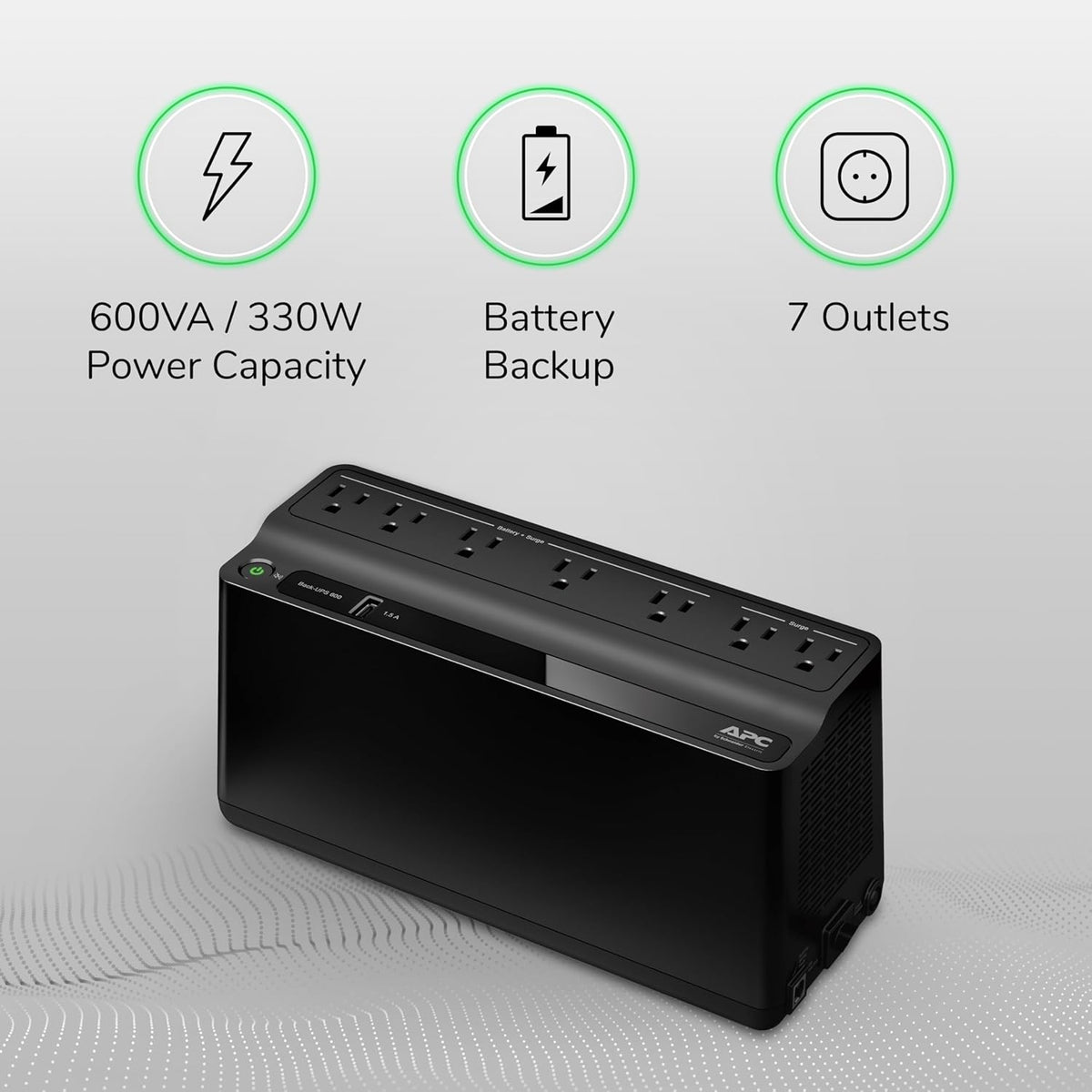 UPS 600VA/330W UPS Battery Backup for Computer, Router, NAS, BE600M1 | Power through utlity outages (23 minutes @