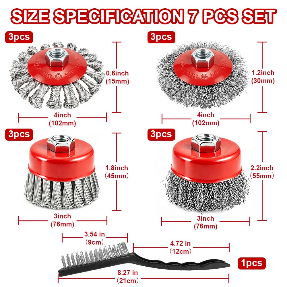 SBGGRL 13-Pack Wire Wheel for Angle Grinder, Heavy Knotted & Crimped Brush