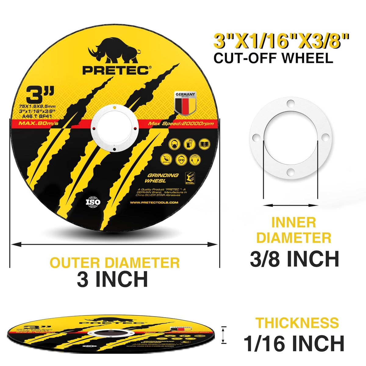 Cut Off Wheels 3 Inch, 55 Pack with Mandrel Kit for Die Grinder