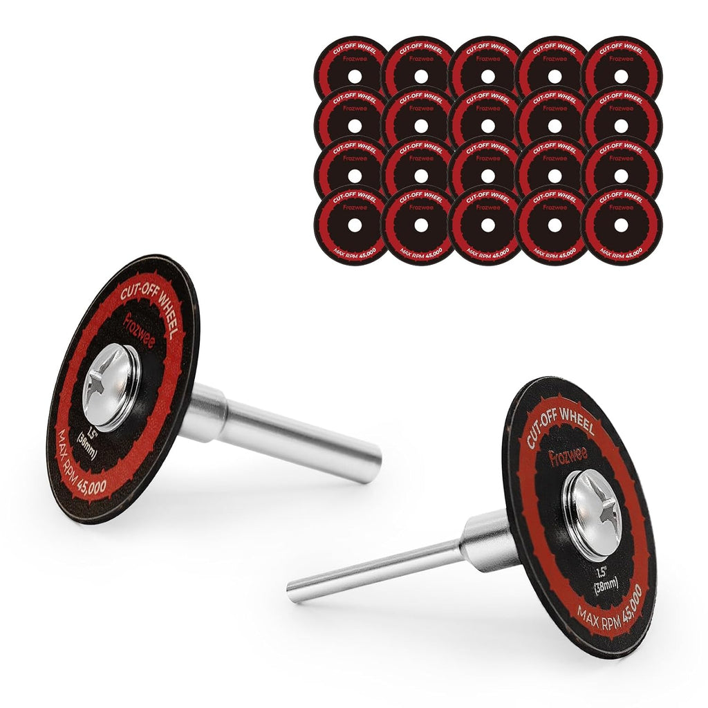20PCS 1.5" Cut-Off Wheels for Drill,2 Shanks(1/4"+1/8" Mandrel)