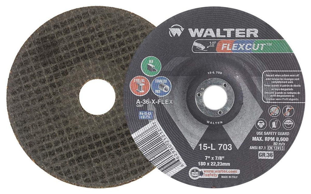 Walter FLEXCUT Grinding Wheel, 7" X 7/8" Grit 36, Pack of 25 (15L703)