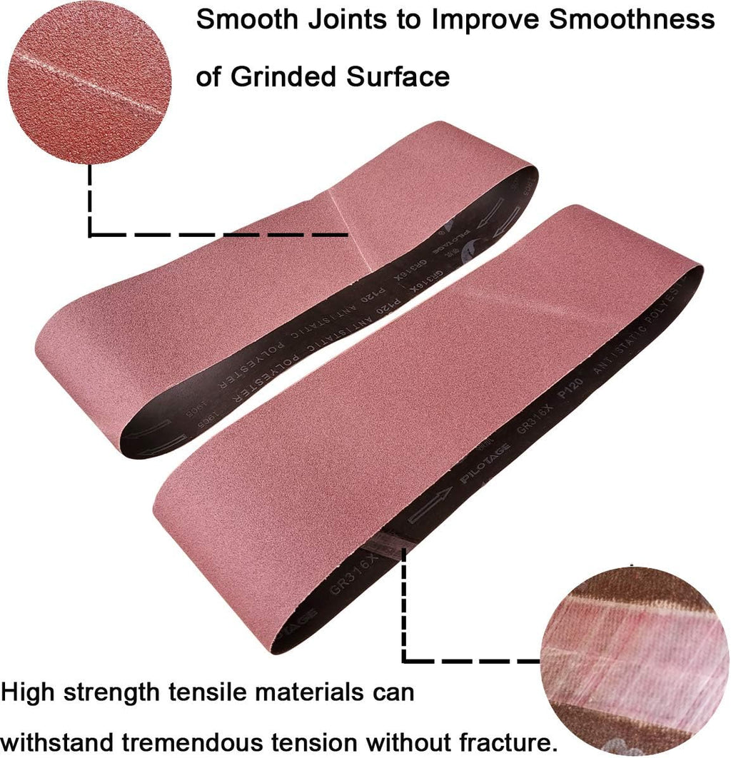 Tonmp 6 PCS 6 inch x 48 inch Sanding Belts - 2 Each of 40 80 120 Grit Aluminum Oxide Sanding Belts For Belt sander (6x48 inch)
