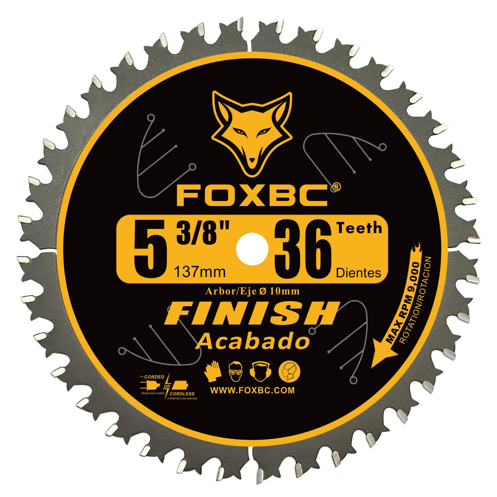 FOXBC 5-3/8 Inch Carbide Circular Saw Blade 36 Tooth Trim Finish Wood with 10mm Arbor