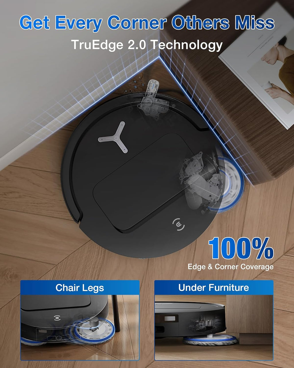 DEEBOT T50 Omni Robot Vacuum & Mop, 15,000Pa Suction, 3.19" Ultra-Slim, ZeroTangle 2.0, TruEdge Cleaning, AIVI 3D