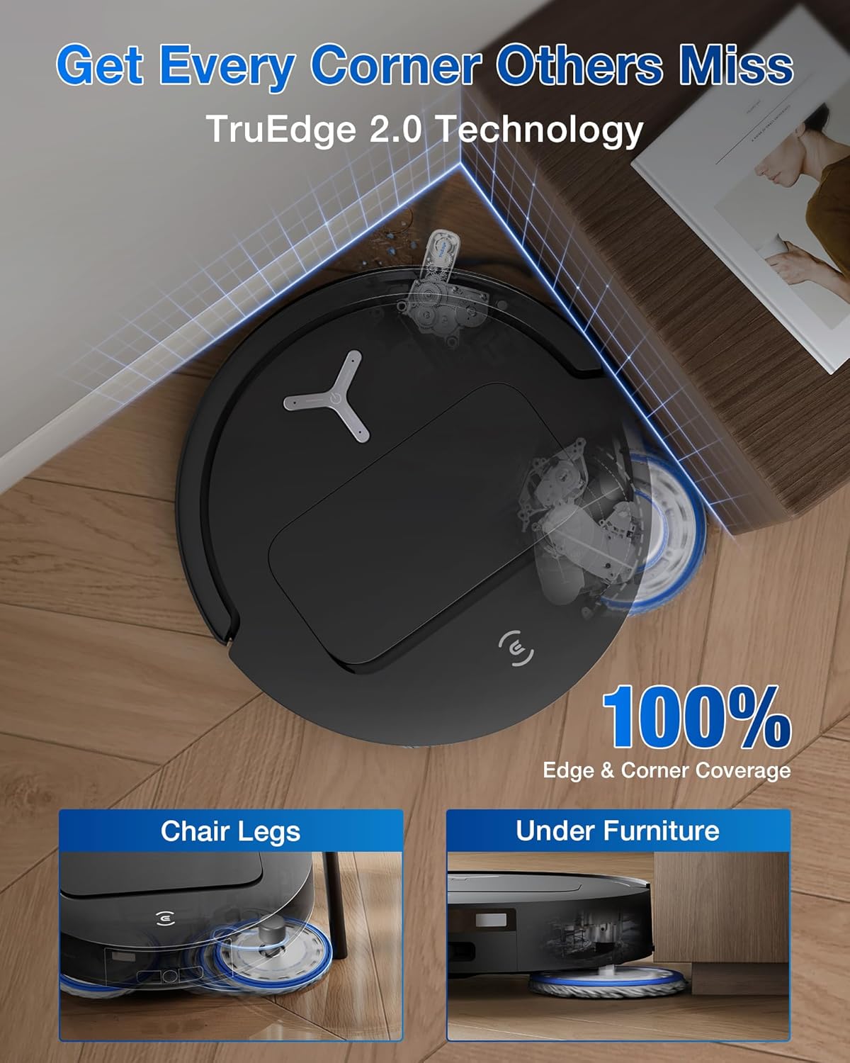 DEEBOT T50 Omni Robot Vacuum & Mop, 15,000Pa Suction, 3.19" Ultra-Slim, ZeroTangle 2.0, TruEdge Cleaning, AIVI 3D