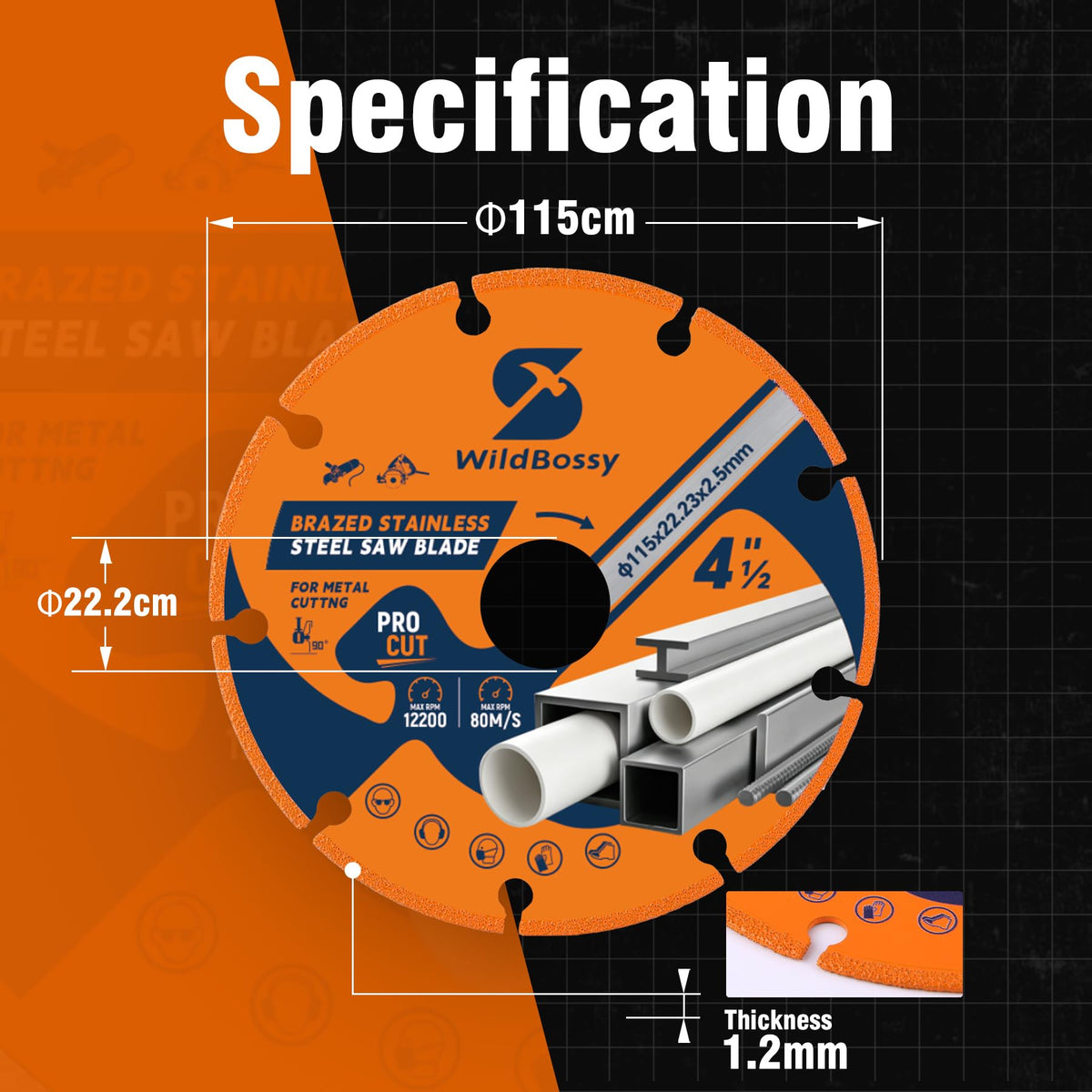 Diamond Cutting Wheel 4-1/2 Inch (3PCS) with 7/8" Arbor Hole, Metal Cut Off Disc with 5000+ Cuts on Rebar, Steel, Iron and INOX