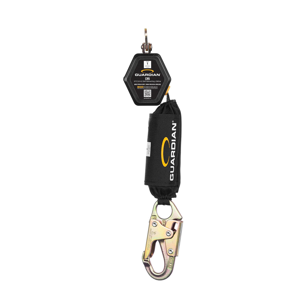 Guardian ‎1400198 CR5 Web Personal Self Retracting Lifeline (SRL) | 6ft | Steel Snap Hook | Class 1 | ANSI and OSHA