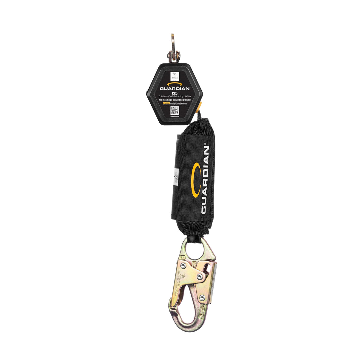 Guardian ‎1400198 CR5 Web Personal Self Retracting Lifeline (SRL) | 6ft | Steel Snap Hook | Class 1 | ANSI and OSHA