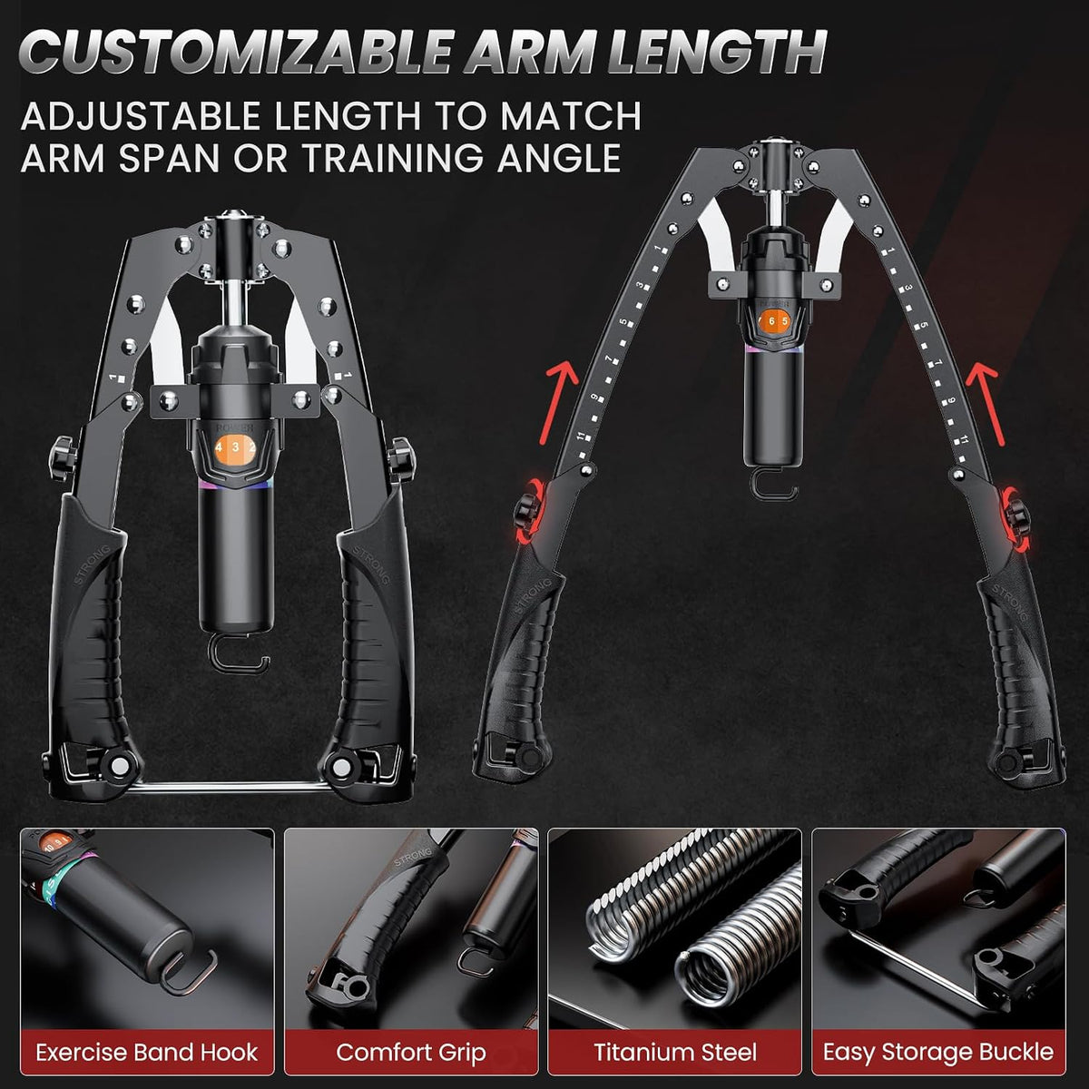 Twister Arm Trainer, 3 in 1 Hydraulic Power Chest Workout Equipment with Ab Roller Wheels and Hooks, Adjustable