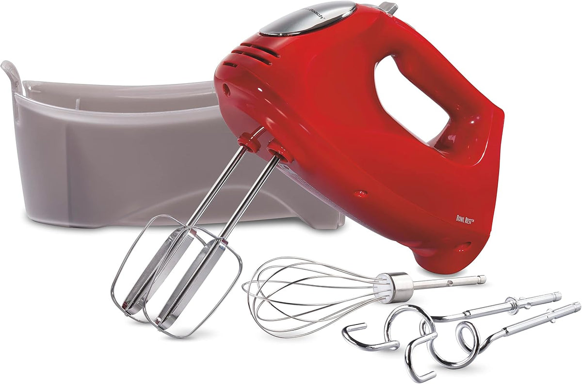 6-Speed Electric Hand Mixer With QuickBurst and Bowl Rest | 275 Watt Motor | Traditional Beaters | Whisk | Dough