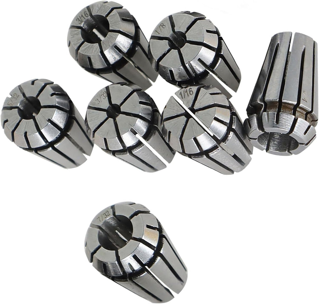 findmall 7Pcs ER11 Spring Collet Set 1/16-1/4 Collet Chuck