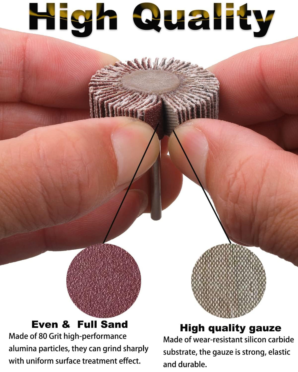 Rocaris 120 Grit 1/4" Abrasive Flap Wheel Sander Set, 30 Pack