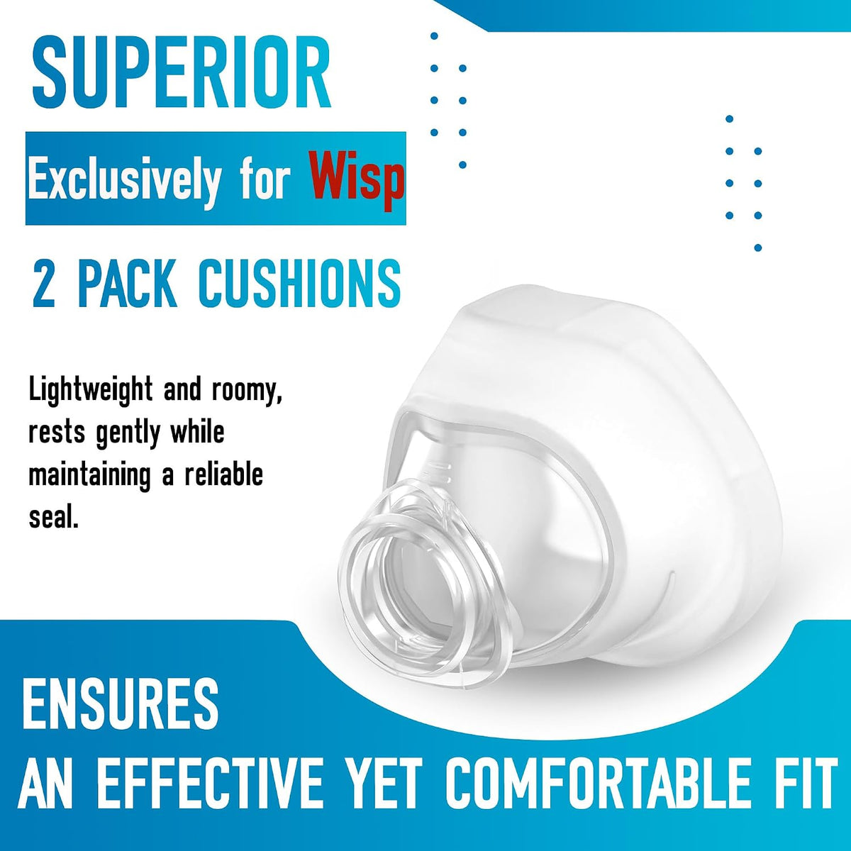 2 Pack Reliable Seal Cushions for Wisp Reduced Irritation Replacements Improved Comfort CPAP Supplies - Medium