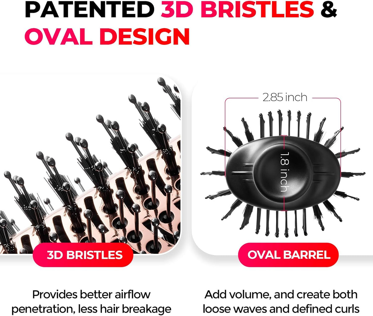 Hair Dryer Brush Blow Dryer Brush in One, 4 in 1 Ionic Hairdryer and Styler Volumizer with Oval Titanium Barrel, Hot