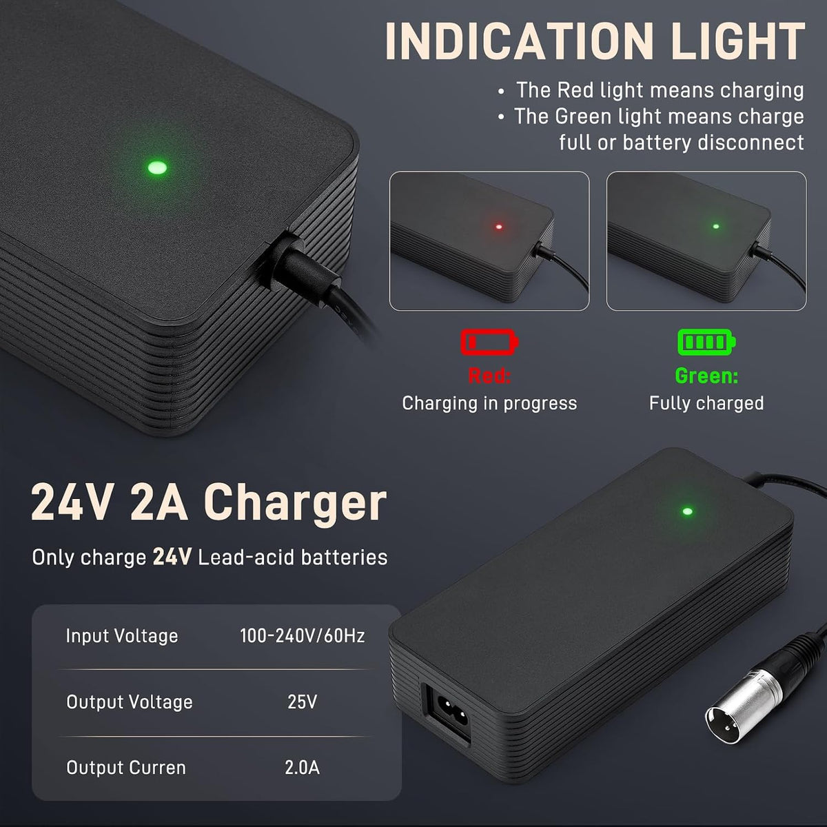 Battery Charger for Vive 3 Wheel 4 Wheel Mobility Scooter