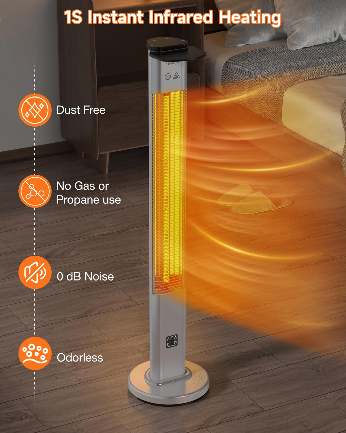 48.5" Large Electric Standing Heater for Patio, Garage & Workshop