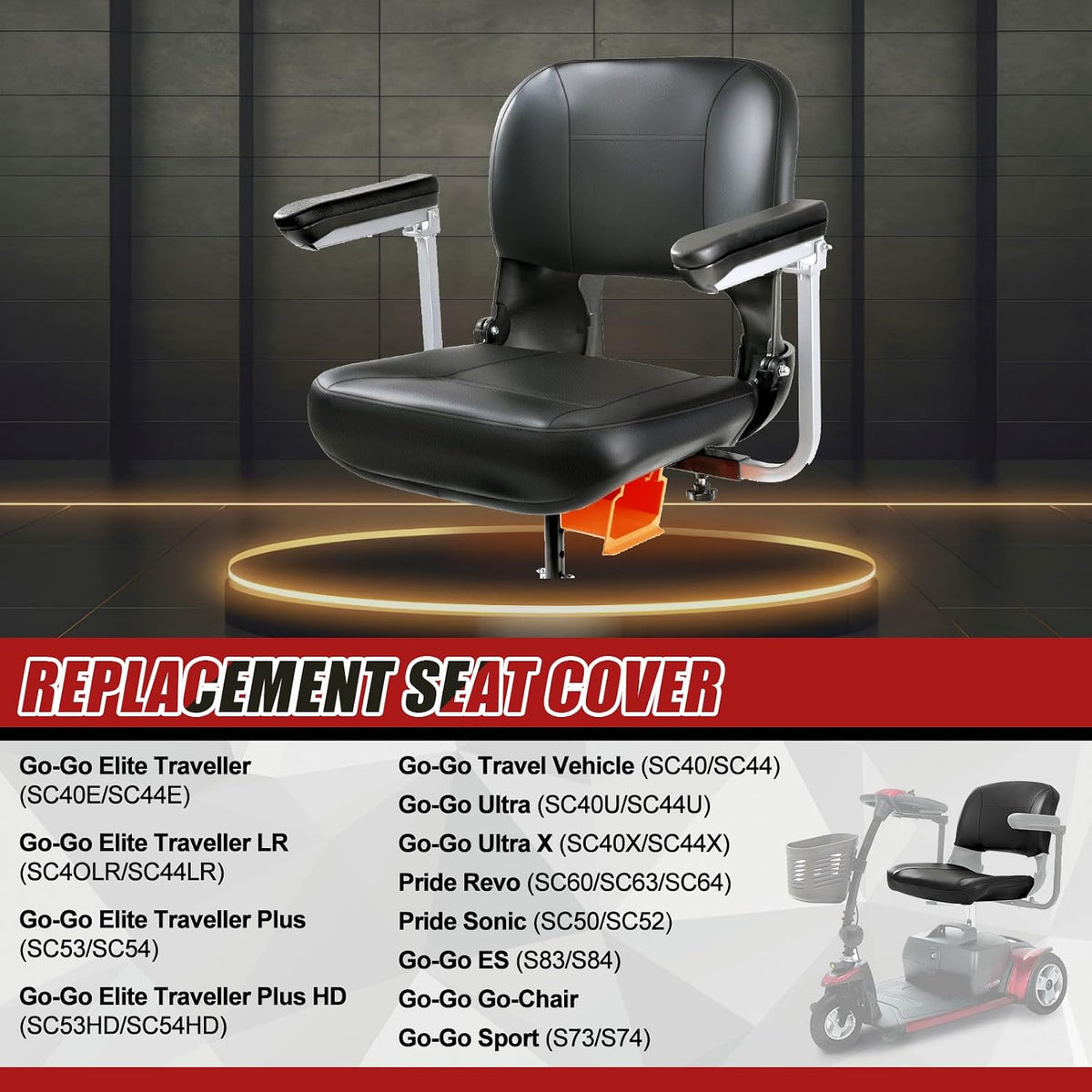 Mobility Scooter Seat Cover Replacement for Pride Go-Go Elite