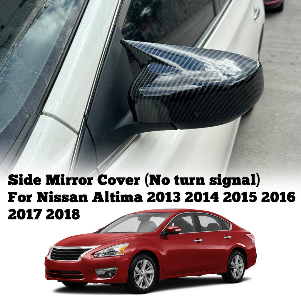 Kurtz Door Rearview Mirror Cover for Nissan Altima 2013 2014 2015 2016 2017 2018 Ox Horn Mirror Cover Sport Accessories ABS No turn signal Carbon Fiber 2PCS