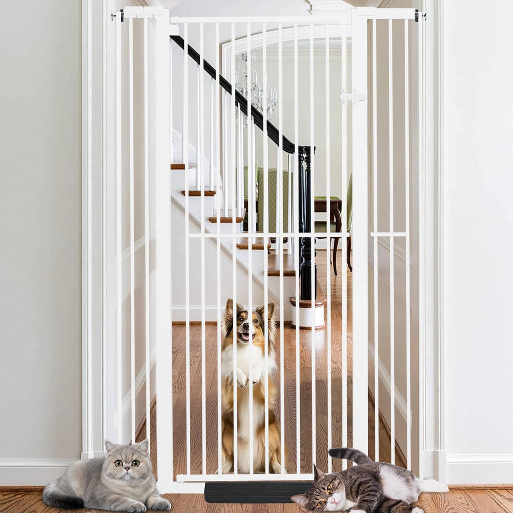 71" Extra-Tall Full-Height Anti-Jump Cat & Pet Safety Gate with Narrow Bar Spacing & Double-Lock Walk-Through Door for Doorways & Stairs