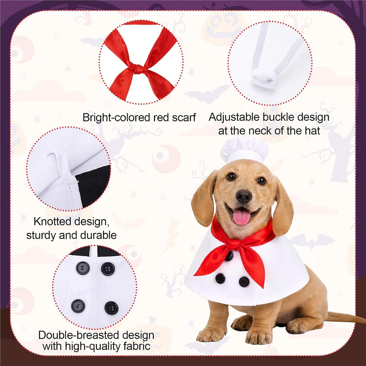 Halloween Dog Costumes, Dog Chef Costume, Pet Chef Outfit, S