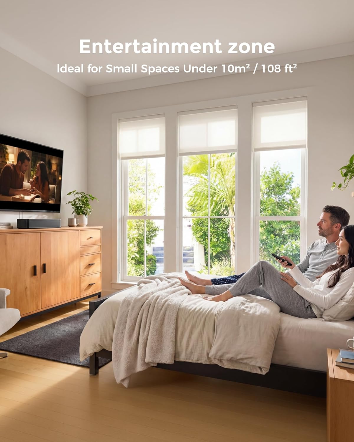 2.1ch Sound Bar for TV, Built-in Subwoofer, Stereo Shelf System | Peak Power 132W, App Control, 16 Inches Bluetooth