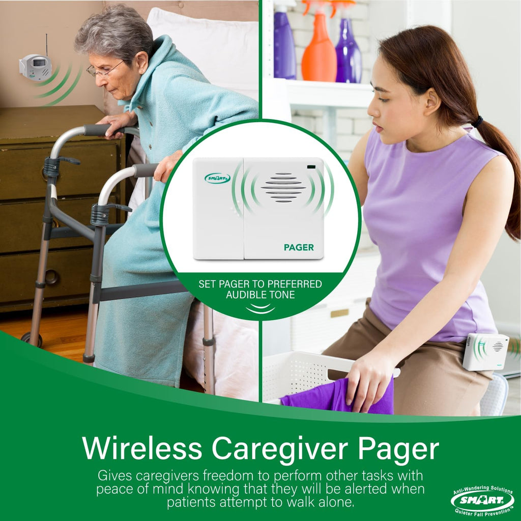 Smart Caregiver Wireless Motion Sensor Alarm System with Pager for Fall and Wandering Prevention | Mountable Motion