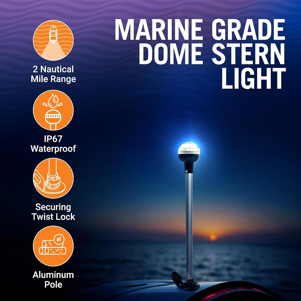 Boat Anchor Light Pole, 17" LED Stern Light, Tested to USCG Standards