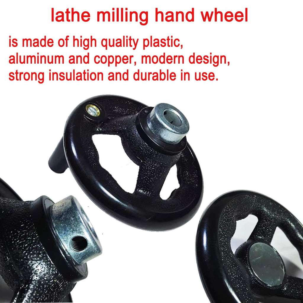 JTEYINH 0.47x4inch Diameter Round Hand Wheel with Revolving Handle for Mill Drillpress Crank Lathe