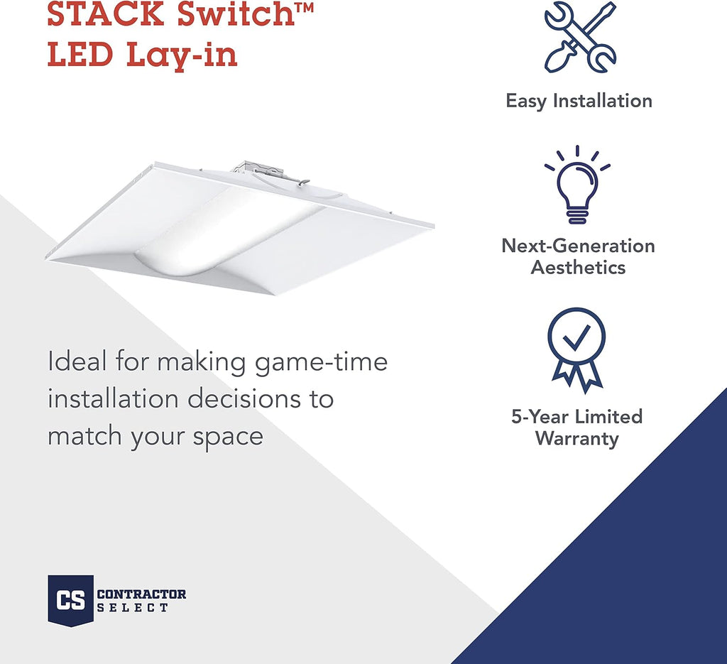 Lithonia Lighting 2x2 LED Troffer Light, Adjustable Lumens, 3-in-1 CCT