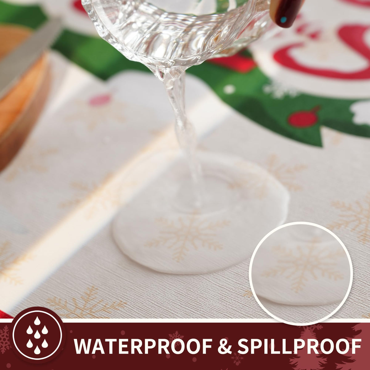 Christmas Rectangle Table Cloth,100% Waterproof Tablecloth,Christmas Decorations for Home, Vinyl Tablecloth Plastic