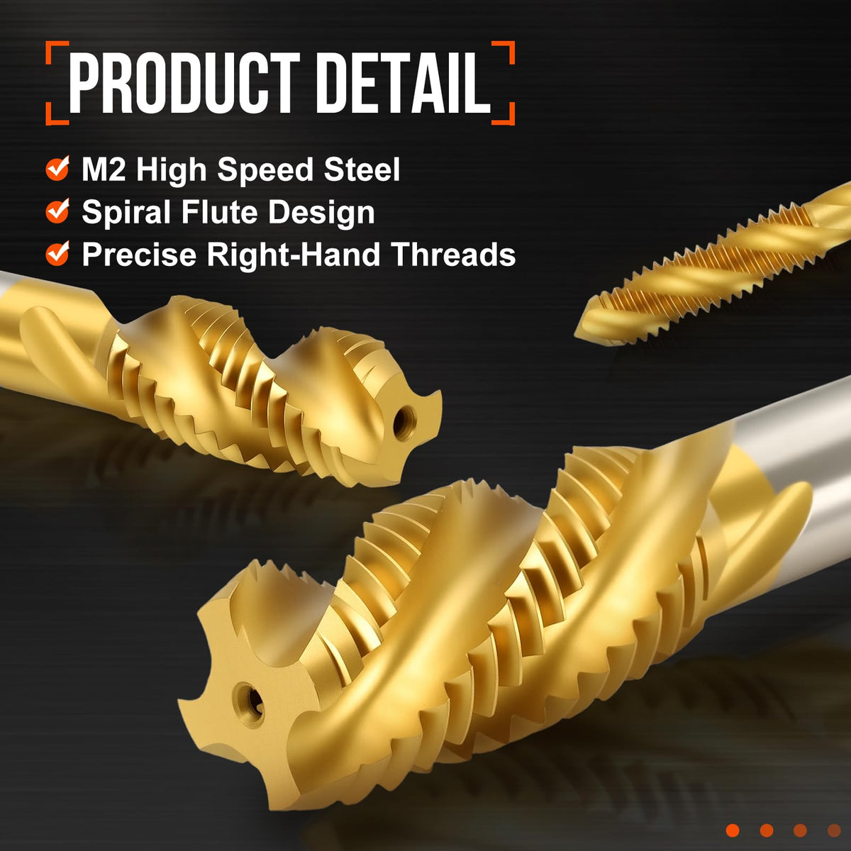 Workkyma M10 x 1.5 Spiral Flute Thread Tap M2 HSS Industrial Titanium