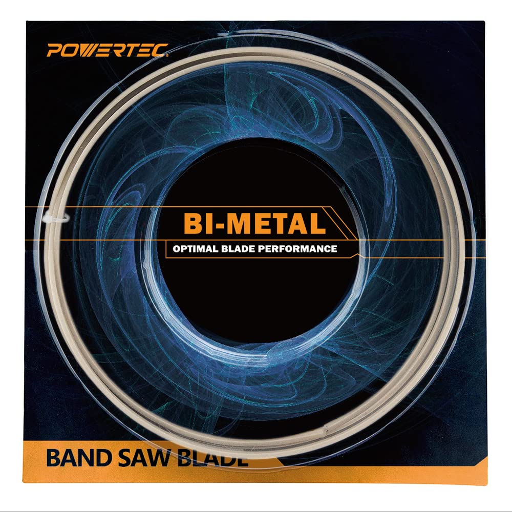 POWERTEC 105 Inch Bi-Metal Bandsaw Blades, 1/2" x 14 TPI Non-Ferrous Metal Cutting Band Saw Blades for Delta 14" Band Saw with Riser Block, 1pk (13390)