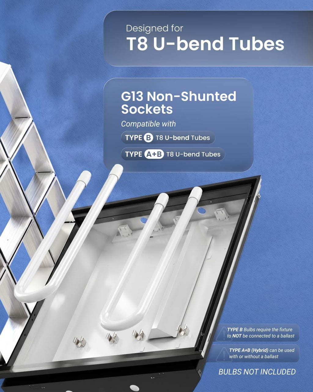 Sunco 2x2 LED Tube Ready Parabolic Louver Troffer Fixture for LED Tubes