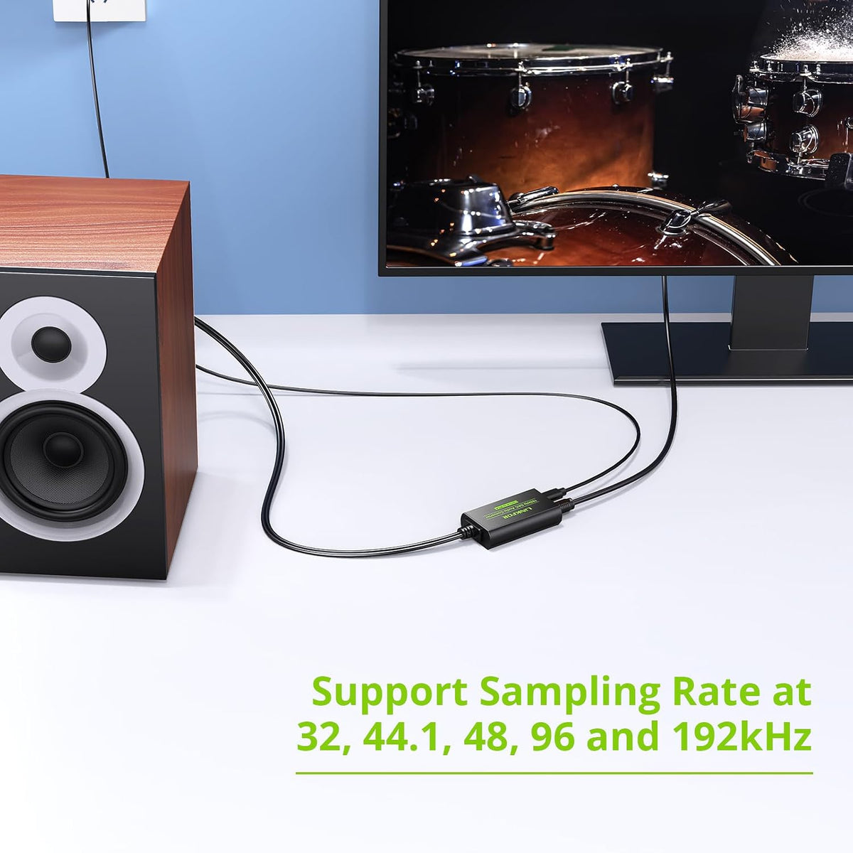 192kHz DAC Converter, Digital to Analog Audio Adapter, Digital Optical SPDIF Toslink to Analog Stereo RCA L/R