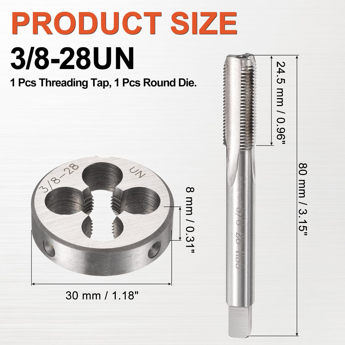 Workkyma 3/8"x28 UN Tap and Die Set, M2 HSS Right Hand Threading Tool