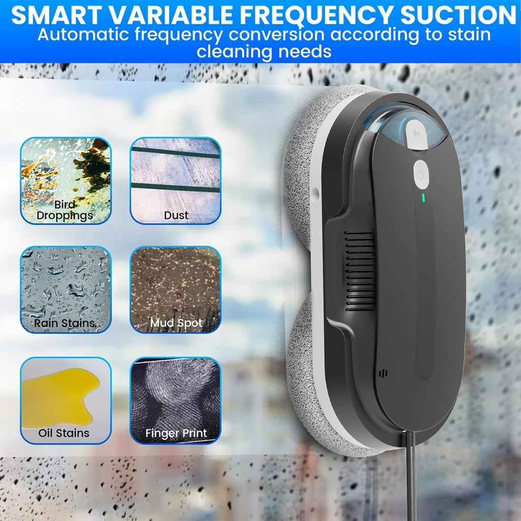 Window Cleaning Robot - Double Helix 4800-6400Pa Suction, (Black)