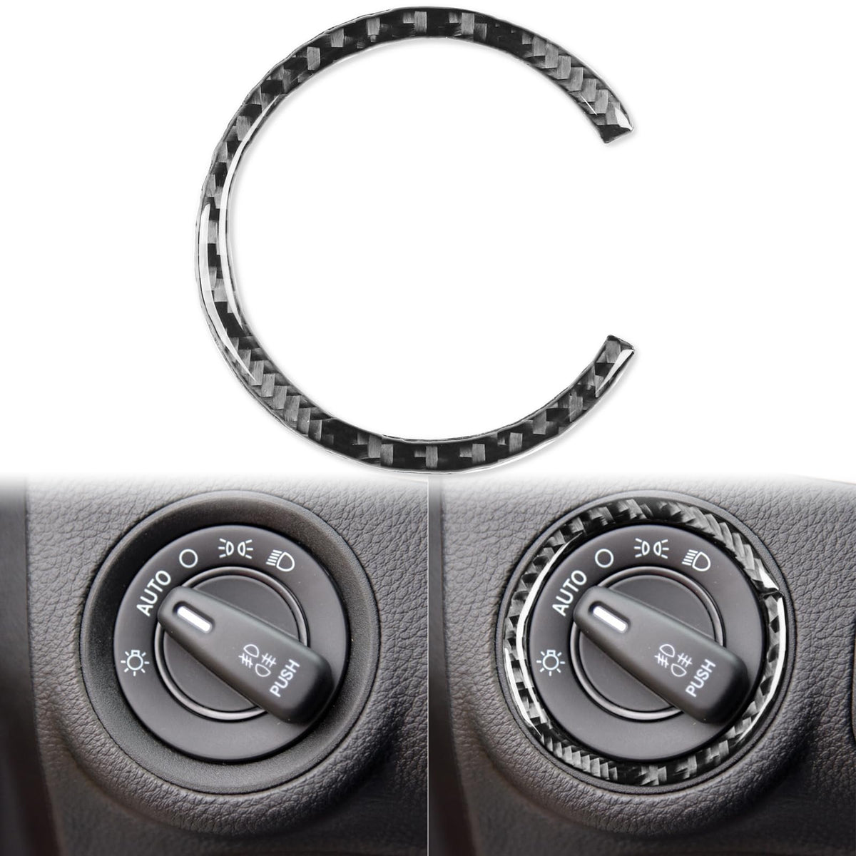 JKYUKU Real Carbon Fiber for Dodge Accessories Headlight Switch Light