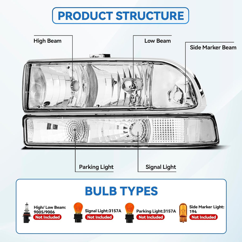 Headlight for 1998-2005 Chevy Blazer & 1998-2004 Chevrolet S10 Pickup
