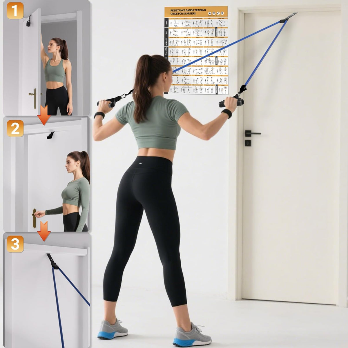 Resistance Bands, Exercise Bands for Working Out, Work Out Bands with Handles for Men and Women for Indoor and