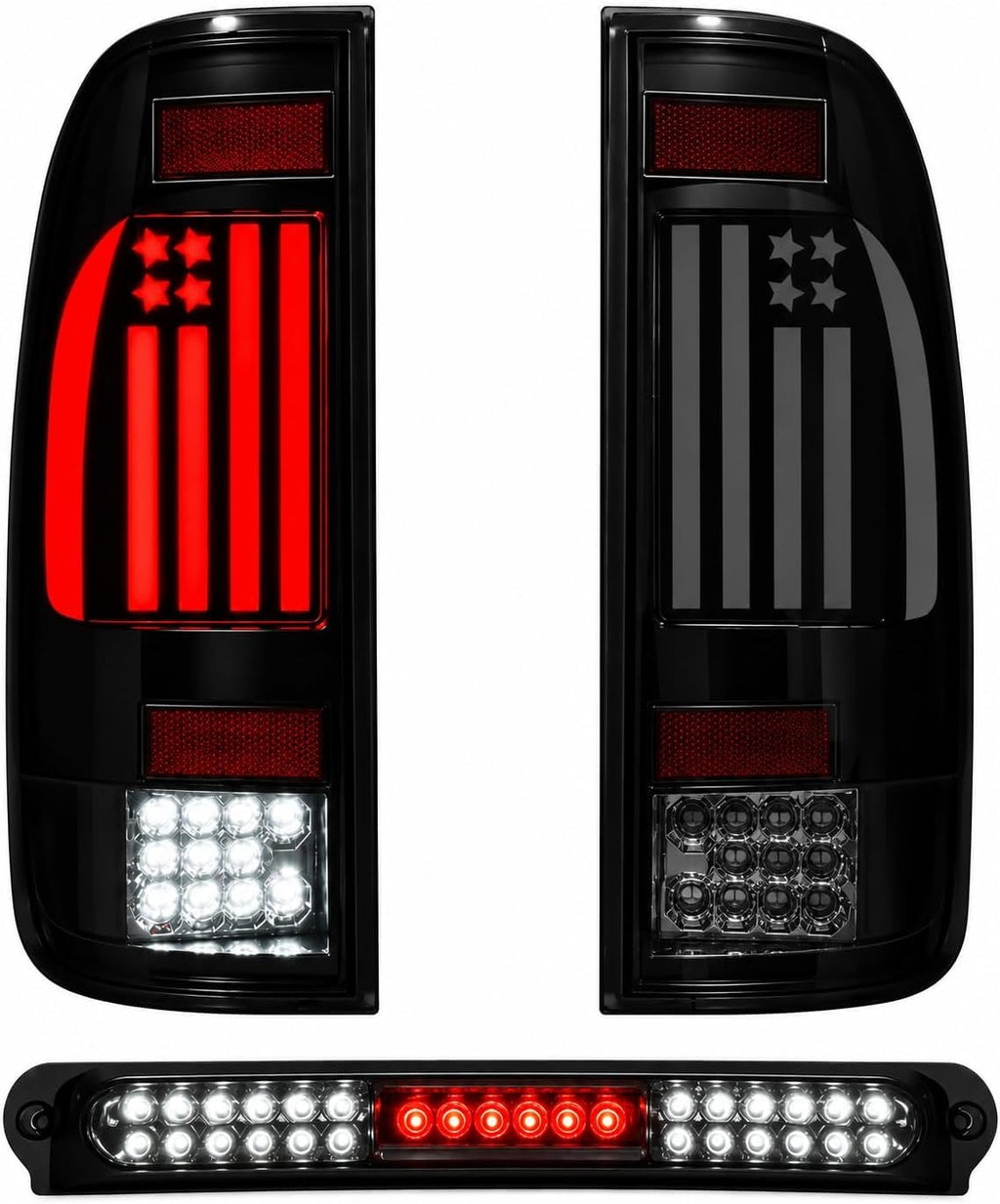 LED Tail Light+3rd Third Brake Light Cargo Lamp for Ford F150(1997-2003), F150 Heritage 2004, Only Fits Styleside Fleetside.Upgraded Version Rear Taillight Assembly and High Mount Stop Light.
