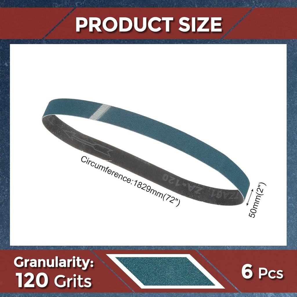 6 Pcs Sanding Belts 2 x 72 Inch 120 Grit Zirconia