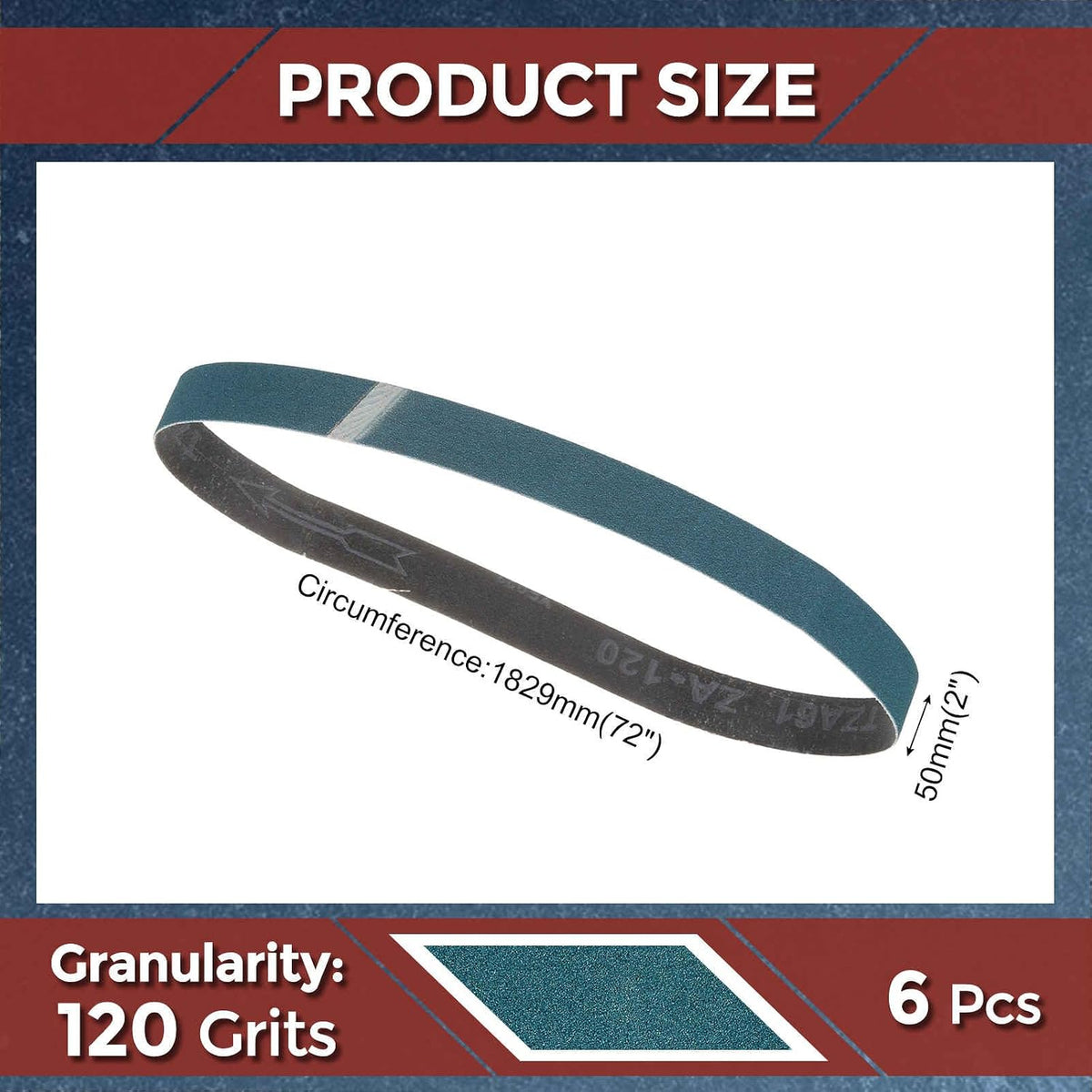 6 Pcs Sanding Belts 2 x 72 Inch 120 Grit Zirconia