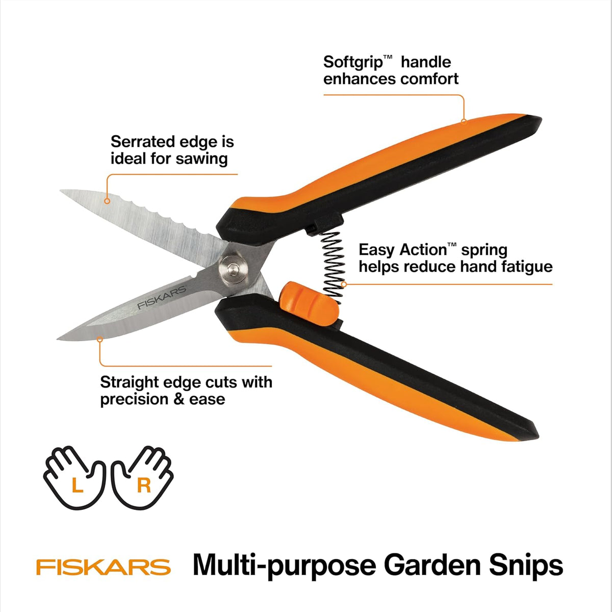 Pruning Shears for Gardening, Multipurpose 8" Garden Shears with Sheath and SoftGrip Handle, Great for cutting