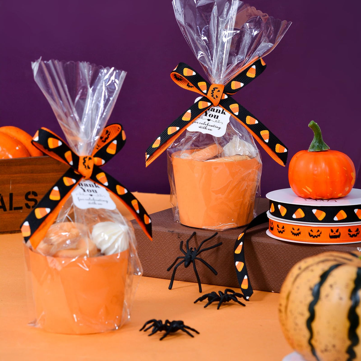 Halloween Ribbon Thin Grosgrain 3/8 Inches Thin Halloween Ribbons Set