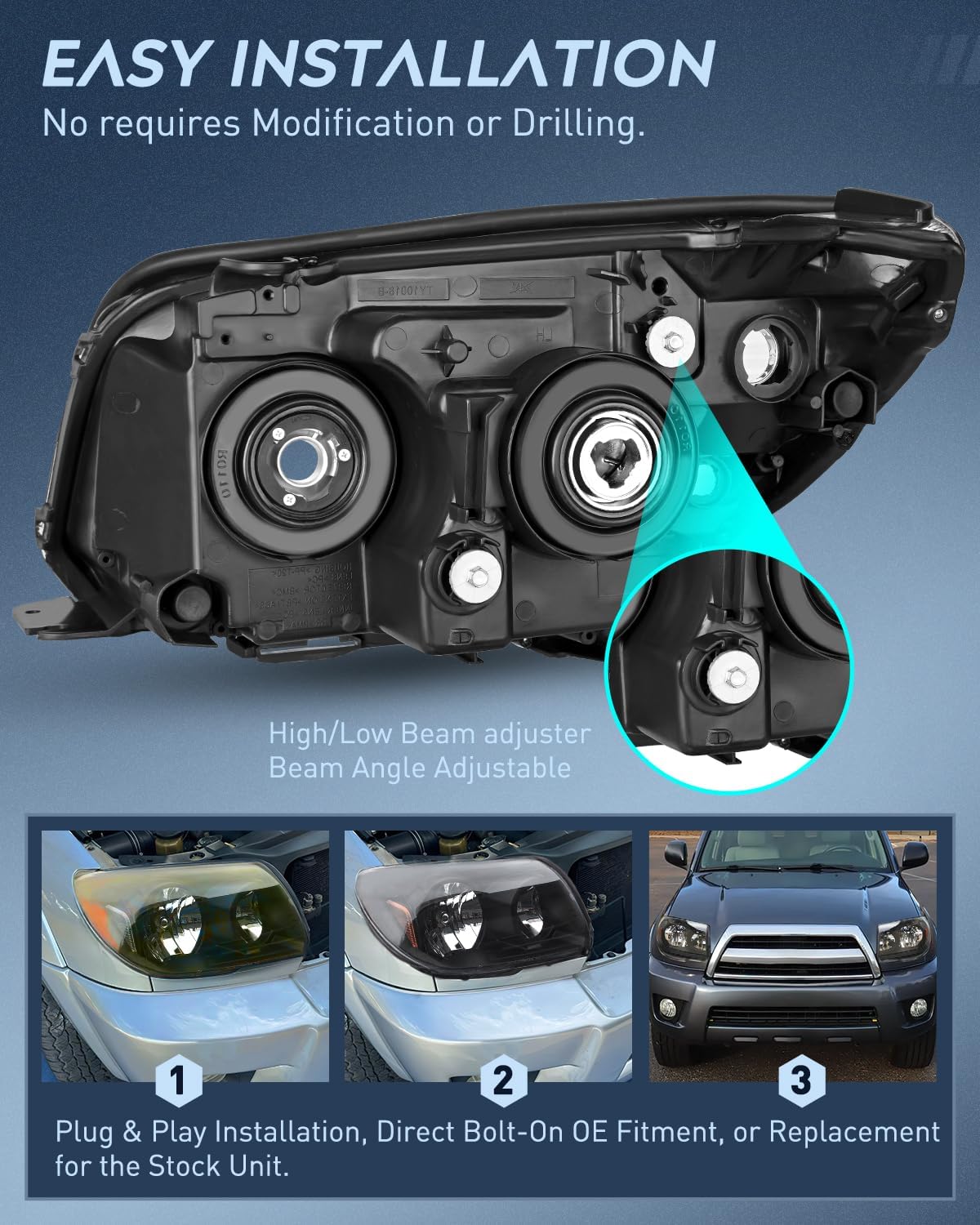 Nilight Headlights Assembly for Toyota 4Runner 2006 2007 2008 2009