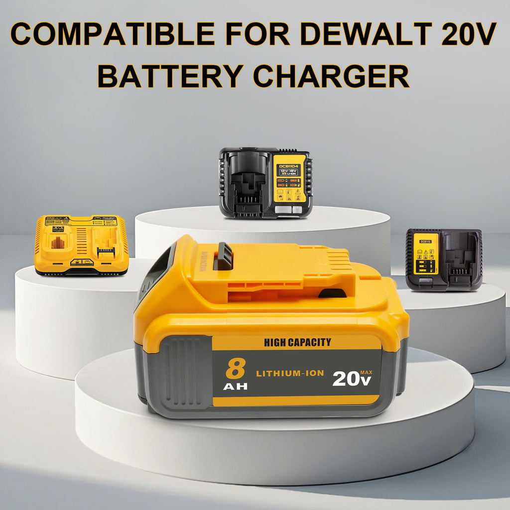 2-Pack 8.0Ah 20V Max Battery Compatible with Dewalt 20V Power Tools